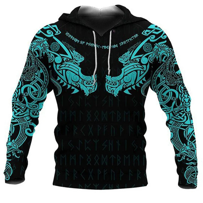 Mens Hoodies Vikings eagle Tattoo Fashion Animal pattern 3D Printed Style Casual Harajuku Hip Hop Pullover Oversized Sudaderas - Matrix Studios