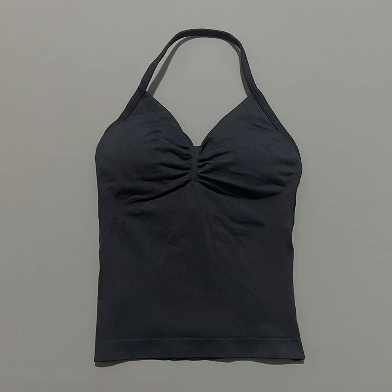 Women Solid Color Yoga Sports Tank Top Sleeveless Quick Dry Breathable Elastic Slim Fit Gym Workout Running Fitness Soft Skin - Matrix-studios.com