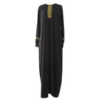 Muslim Abaya Ethnic Style Print Islam Abaya Dress Solid Color Loose Casual Robe Femme Musulman for Middle East Arabia - Matrix-studios.com