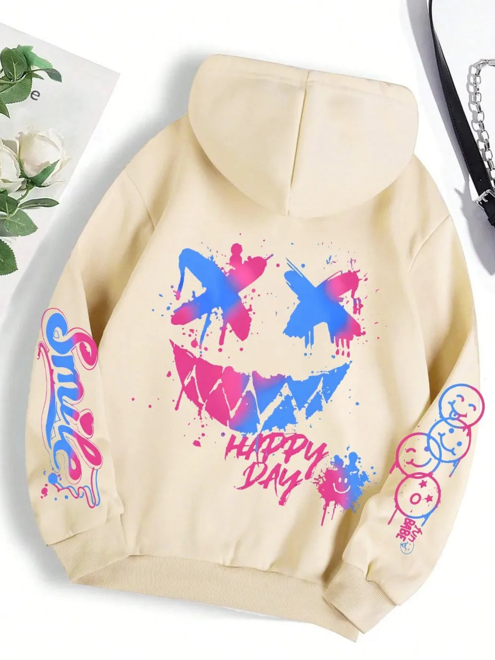New Autumn Men's Personalized Smiling Face Print Comfortable Breathable Hooded Sweatshirt Outdoor Street Fashion Hooded Sweatshi - Matrix Studios