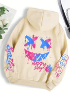 New Autumn Men's Personalized Smiling Face Print Comfortable Breathable Hooded Sweatshirt Outdoor Street Fashion Hooded Sweatshi - Matrix Studios