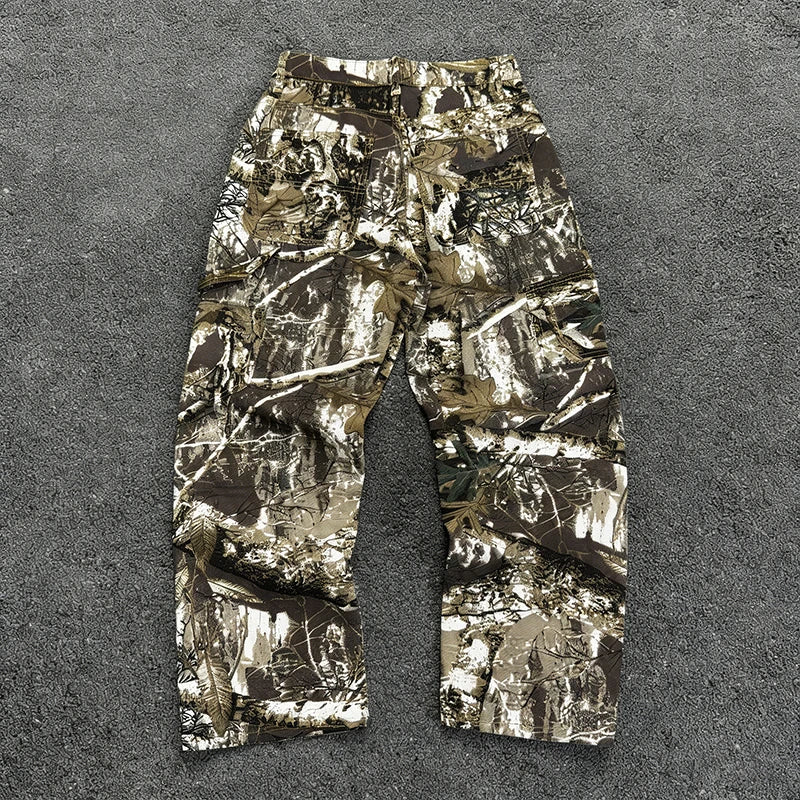 Men's Branch Camouflage Jeans American Style Old Washed Wide Leg Retro Loose Fashion Trend Street Straight Jeans Camo Pants Y2K - Matrix Studios