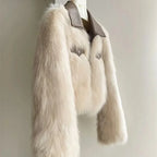 Women's Short Lapel Imitation Fox fur grass Coat 2025 Autumn Winter New Korean version Fashion Thicken Zipper Fur Coat Top - Matrix Studios