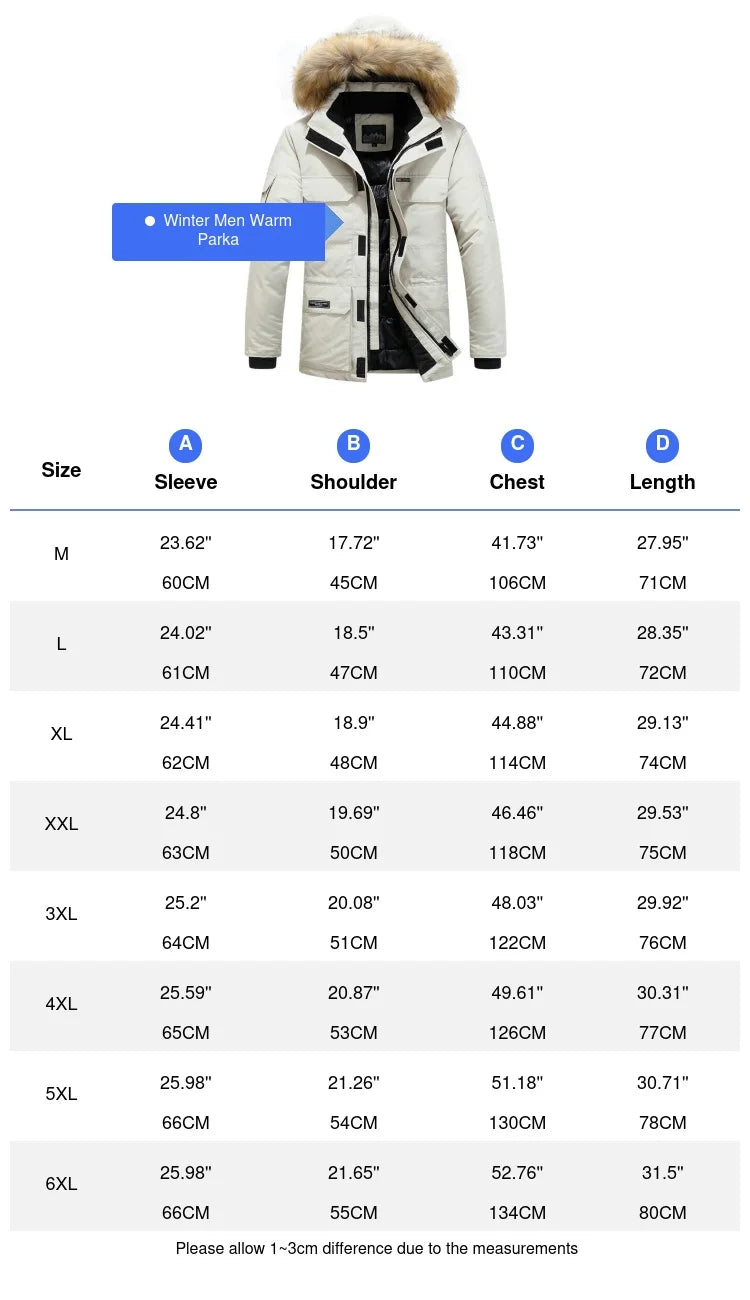 Winter Men Fur Hooded Parkas Man Snow Mountain Ski Thermal Coats Men -30 Degree Thicken Warm Down Padded Jackets Clothing - Matrix Studios