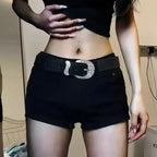 2024 Woman High Waist Aesthetic Straight Leg Jeans Female Fashion Streetwear Mini Pants Girls Y2k 2000s Black Baggy Denim Shorts - Matrix-studios.com