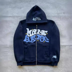Zipper hooded sweatshirt with retro American letters suitable for men and women wearing Y2K jacket autumn/winter cardigan - Matrix Studios