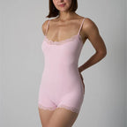 Hot Women Sexy Lace Patchwork Bodysuit Sports FitnessSkinny Shaperwear Camisole Square Neck Spaghetti Strap Slimming Bodycon - Matrix-studios.com