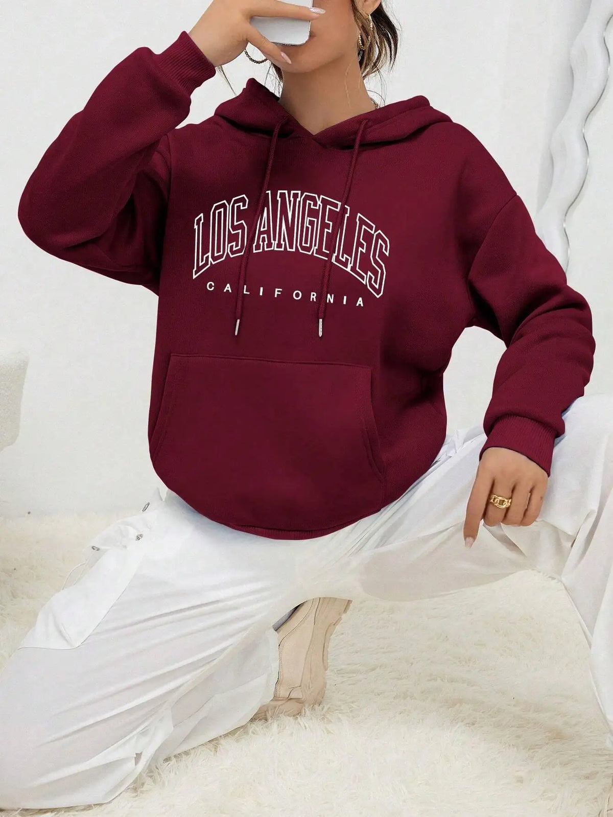 Los Angeles Art Letter Design Women Hoodies American Style Casual Hoody Autumn Hip Hop Female Hoodie Casual Fleece Clothing - Matrix Studios