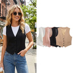 Willshela Women Fashion Solid Single Breasted Waistcoats Vest Vintage Sleeveless Jackets Female Chic Lady Tank Tops - Matrix Studios