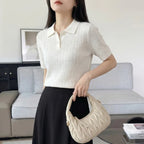 WinvyNee Women's Clothing 100% Cotton Twist Polo Two Button Short Sleeve T-Shirt Cool Spring Summer Slim Fit Basic Top ZA1002027 - Matrix-studios.com