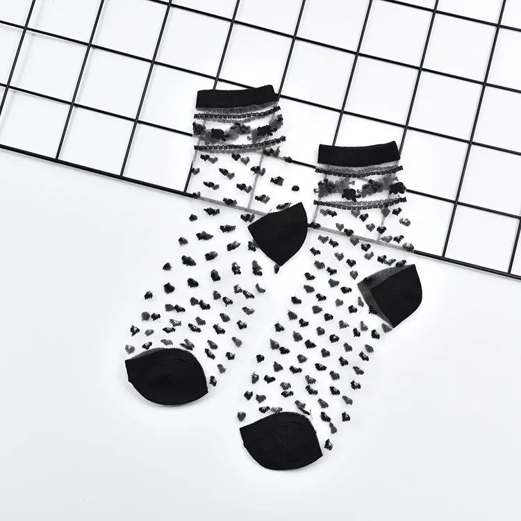 Summer Lace Mesh Transparent Women Socks Ultra-thin Breathable Women Girls Short Socks Harajuku Vintage Streetwear Crew Socks - Matrix Studios