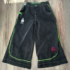 2025 European and American autumn winter jeans casual wide-leg Harajuku alien pattern trousers hip-hop high street gothic jeans - Matrix Studios