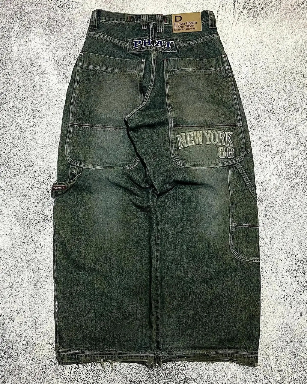American New Fashion Oversized Pattern Printed Washed Jeans Men Y2K Gothic Rock Popular Casual Joker High Waist Wide Leg Pants - Matrix Studios