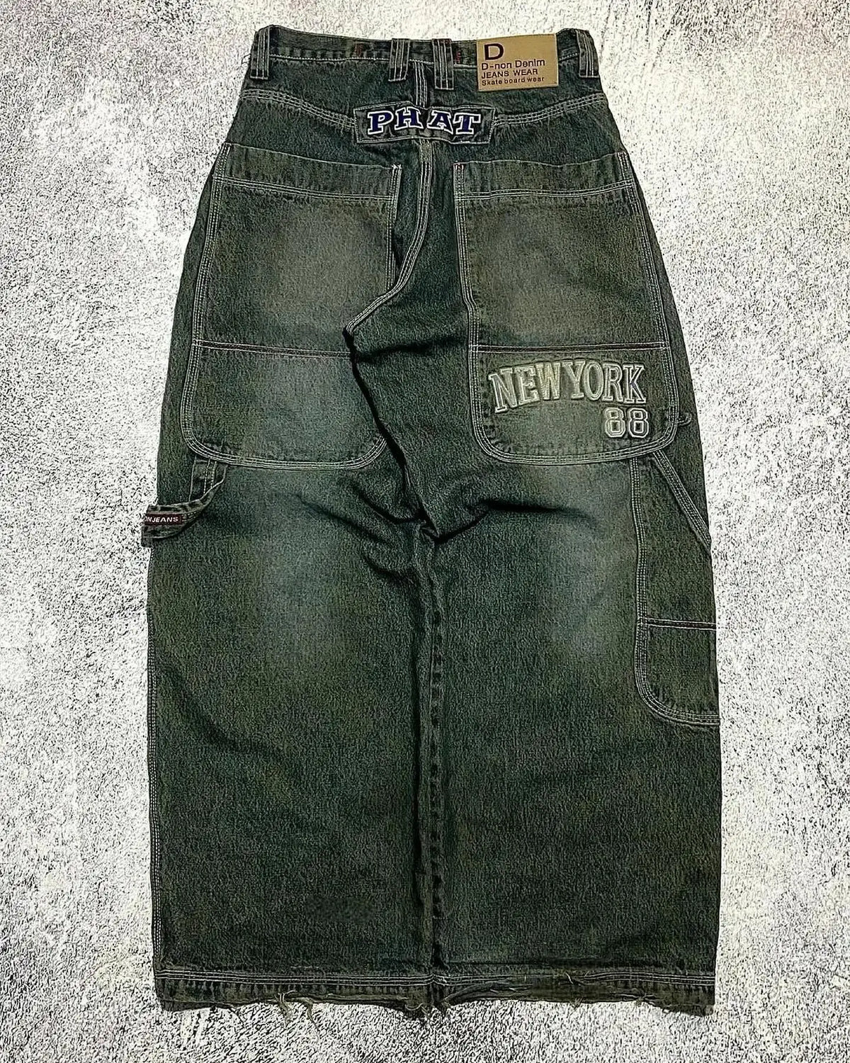 American New Fashion Oversized Pattern Printed Washed Jeans Men Y2K Gothic Rock Popular Casual Joker High Waist Wide Leg Pants - Matrix Studios
