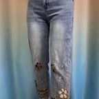 women High end hollowed out embroidered denim eight cigarette tube pants 2026 new summer thin high waist stylish denim tube pant - Matrix-studios.com