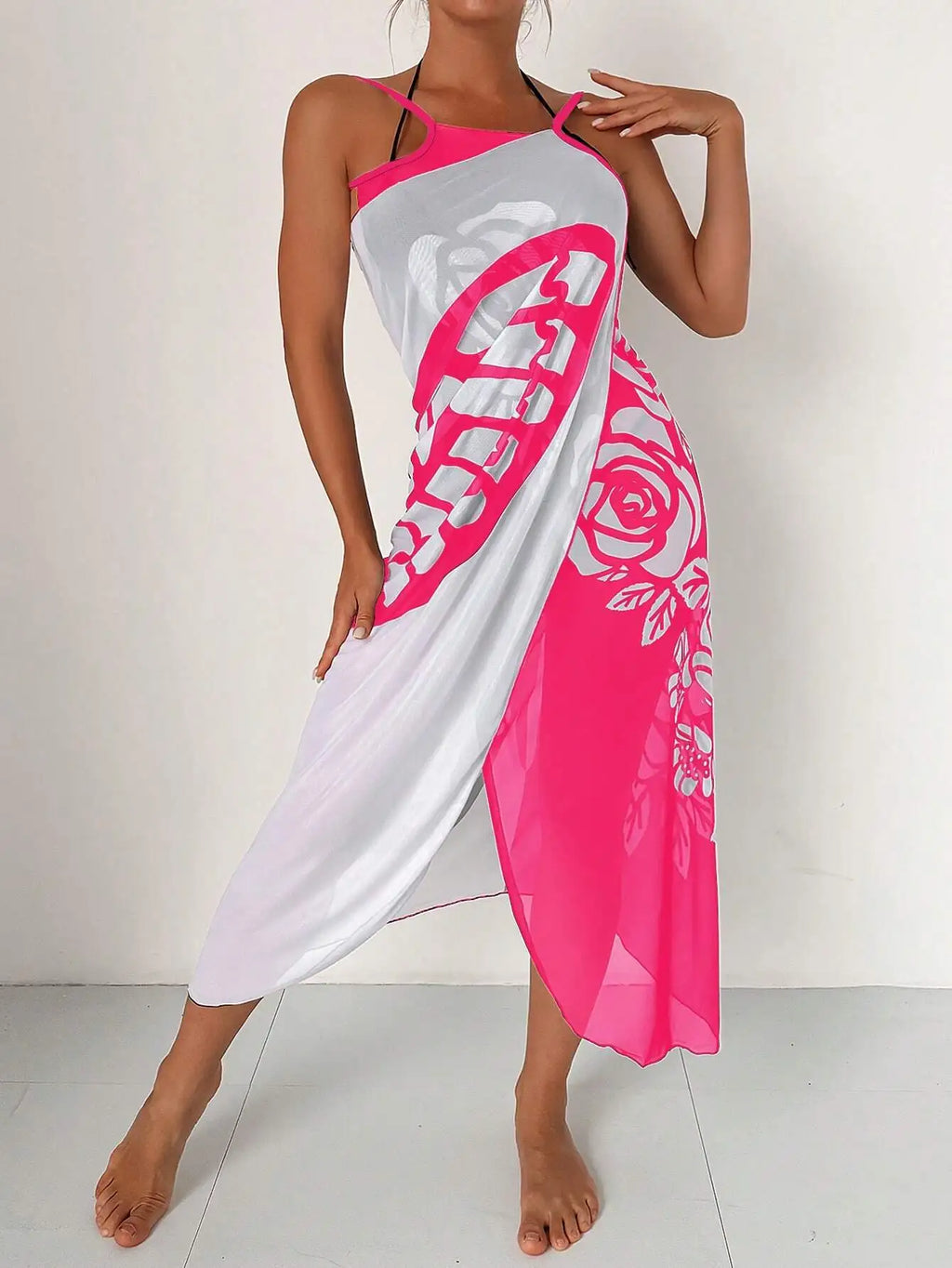 Sexy Butterfly Print Cover Up 2027 Women Black Patchwork Mesh Dress Tunic Bikini Lady Elegant Bath Sarong Wrap Skirt Beachwear - Matrix Studios