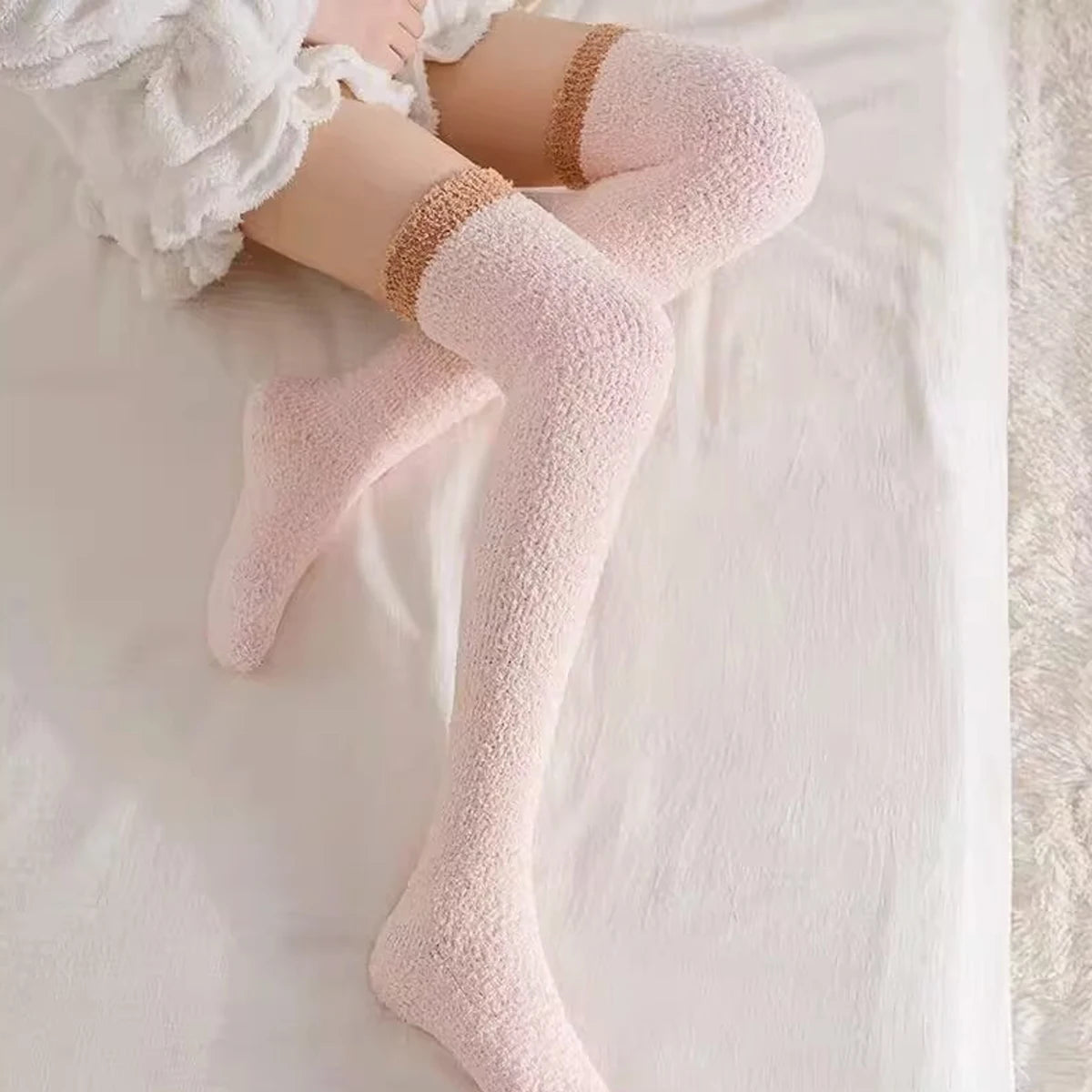 6/5/4/3/2/1Women's Warm Solid Color Floor Socks Non Slip Plush Knitted Coral Fleece Socks No Show Socks - Matrix Studios