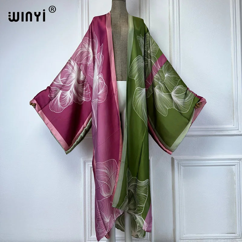 WINYI New Kimono Africa Print Dress Beach Wear Elegant Cardigan Sexy Holiday Beach Outfits for Women Vestidos Swimwear - Matrix Studios