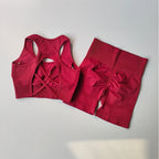 2 PCS Women's Seamless Yoga Set Sexy Sport Bra High Waist Sports Shorts Gym Fitness Sleeveless Workout Suit Sporstwear - Matrix-studios.com
