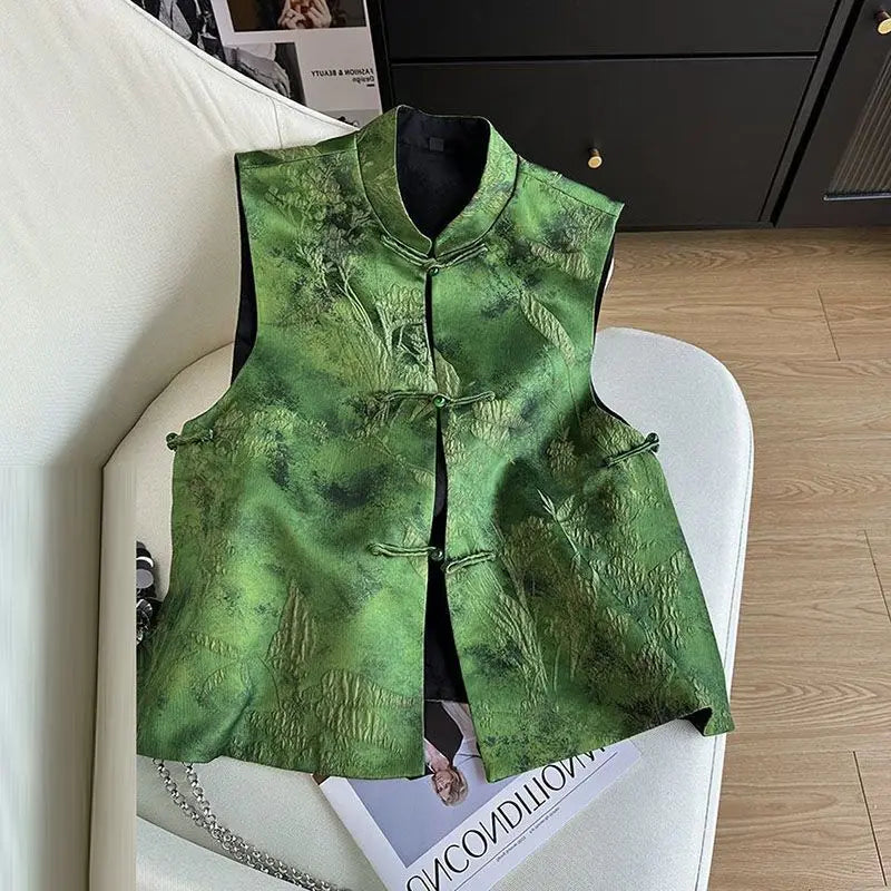 Thin Vest for Women Clothing Ethnic Style Print Vintage Clothes Streetwear Coats Women Jackets Chinese style Casual Summer - Matrix Studios
