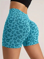 Sport Leopard Scrunch Butt Tummy Control Sports Biker Shorts Stretchy Shorts Women Boxer Shorts Summer - Matrix Studios