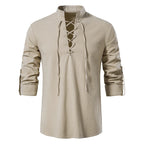 New Men's Casual Blouse Cotton Linen Shirt Tops Long Sleeve Tee Shirt Spring Autumn Slanted Placket Vintage Yoga Shirts - Matrix Studios
