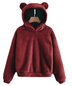 Autumn Winter Women's Hoodies Winter Women Long Sleeve Rabbit Ear Hood Sweatshirt Cute Plush Warm Casual Hoodie Tops - Matrix Studios