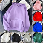 2024Autumn Casual Women's Solid Hoodie Comfortable Strecth Sweatshirts Loose Pocket Warm Clothes Fashion Street Female Pullovers - Matrix-studios.com