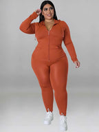 Plus Size Women 2 Piece Set Outfit Stretchy Hoode and Pant Trouser Suits New in Matching Sets Fall Workout Outfits Tracksuit - Matrix-studios.com