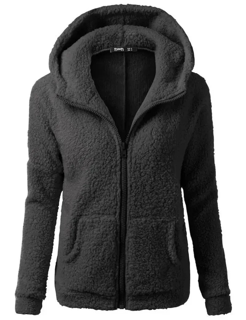 Autumn Winter Warm Jacket Women Hoodie Hooded 2025 Casual Female Hoodies Sweatershirt Zipper Coat Solid Soft Fleece Women Coat - Matrix Studios