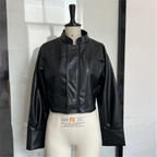 Slim Fit Faux Leather Jacket Women Classic Moto Biker PU Fitted Zipper Jackets Spring Autumn Basic Coat Office Street Outerwear - Matrix Studios