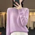 100% Merino Wool Sweater Women O-neck Cashmere Knitwear Female Pullover Autumn Winter Casual Tops Solid Color Soft  Clothing - Matrix Studios