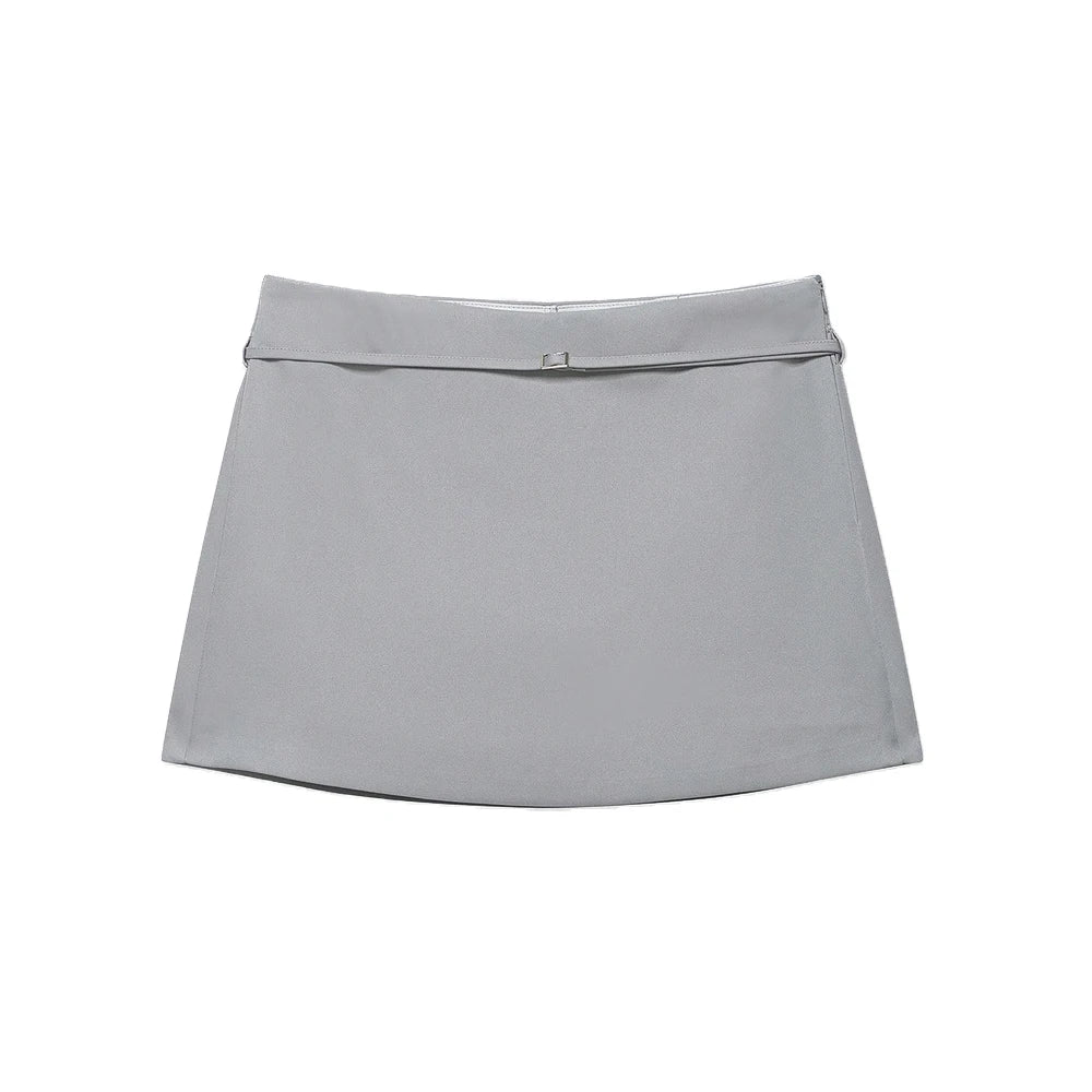 Women's Solid Color Skort with Belt Side Zipper Casual Shorts Skirts Fashionable And Stylish Women's Clothing - Matrix Studios