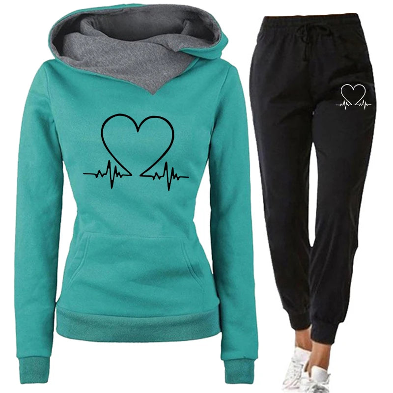 Woman Tracksuit Two Piece Set Winter Warm Hoodies+Pants Pullovers Sweatshirts Female Jogging Woman Clothing Sports Suit Outfits - Matrix-studios.com