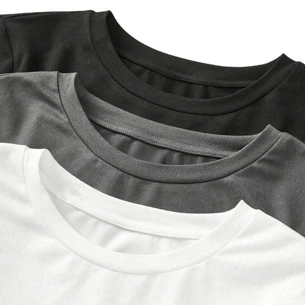 Women's solid-color long-sleeved T-shirt - Polyester knitted fabric, round neck, regular fit, fall-winter style - Matrix-studios.com