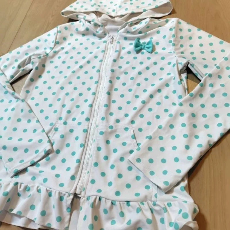 Japanese subculture Harajuku retro polka dot bow long sleeved women's zipper hooded sweatshirt American spicy girl trendy top - Matrix Studios