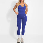 Women's Yoga Set Bum Balance Fitted Halter Tops & Shaping Pants 2pcs Yoga Sportwear Workout Gym Clothing High Waist Leggings Set - Matrix-studios.com