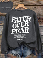 Casual Women's Hoodies Faith Over Fear Letter Printing Sweatshirts Fleece Warm Comfortable Pocket Pullovers Autumn Streetwear - Matrix Studios
