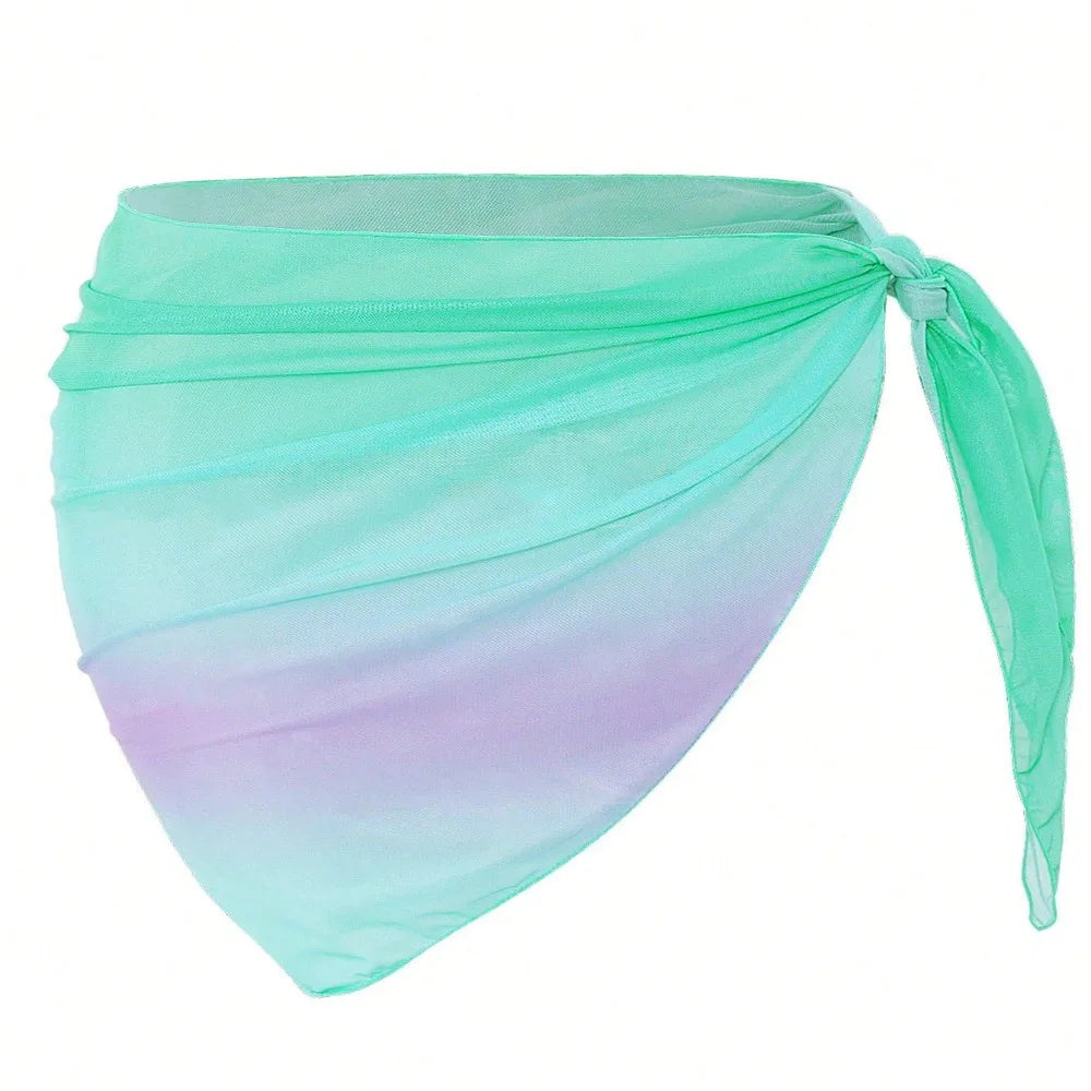 Chiffon Material Beach Dress UPF Protection Short Length Sarongs Gradient Color Breathable Quick-Dry Swimsuit Coverups - Matrix Studios