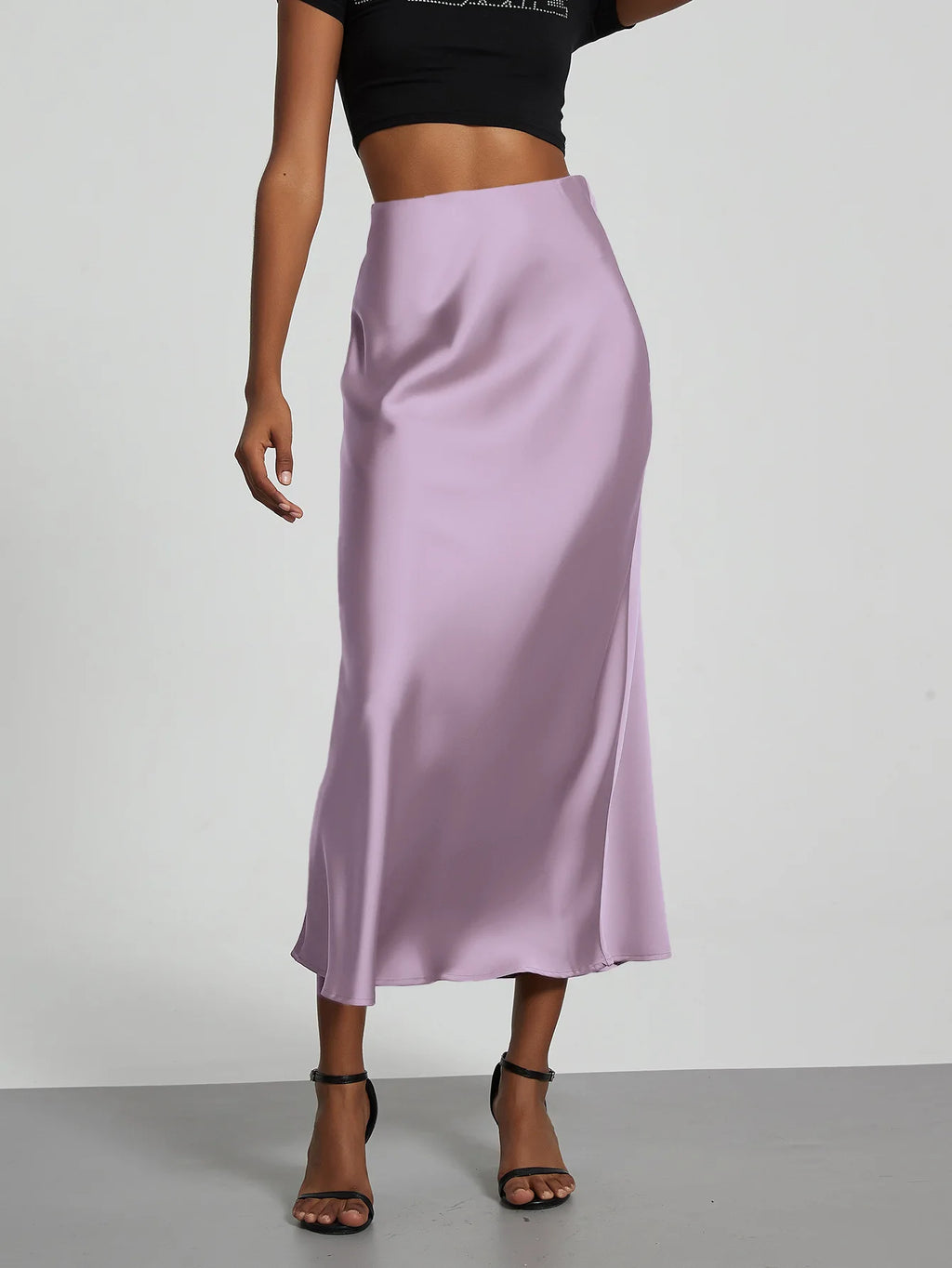 21 Colors New 2026 Women's Elegant High Waist Satin Long Skirts Female Summer Solid Color Faldas - Matrix-studios.com