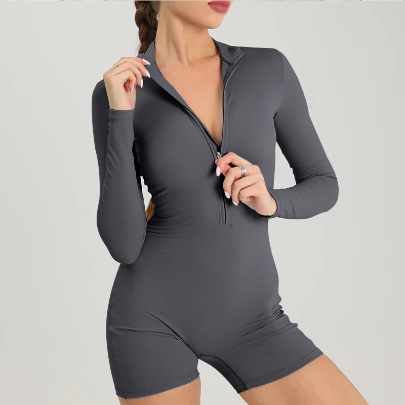 Women's Fitness Short Jumpsuits Long Sleeve Training Overalls One-Piece Sporty Suits Workout Romper Gym Clothing Woman Tracksuit - Matrix Studios