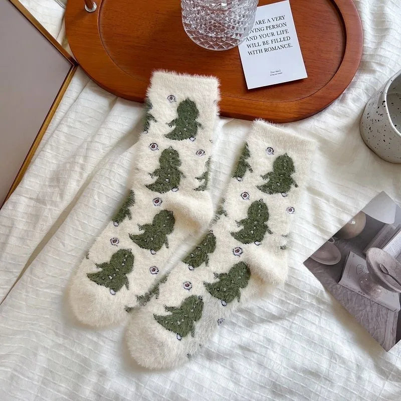 6/5/4/3/2/1Women's Warm Solid Color Floor Socks Non Slip Plush Knitted Coral Fleece Socks No Show Socks - Matrix Studios