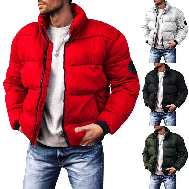 2025 Winter New Men's Down Cotton Jacket Daily Casual Windproof Warm Parkas Outwear Short Stand Collar Warm Cotton Clothing - Matrix Studios