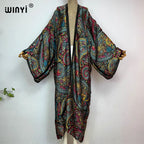 WINYI Summer New Fashion Print Women Cardigan Loose Long Dress Elegant Party Boho Maxi Beach Holiday Cover Up Kimonos Kaftan - Matrix Studios