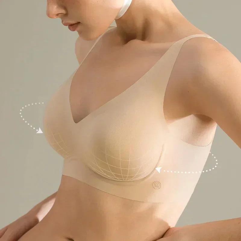 SUJIIN Sexy Seamless Wireless Bras for Women Push Up Padded Soft Support Invisible Lift V Neck Bralette Smooth Bra Female MX208 - Matrix Studios