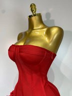 Women Sexy Strapless Backless Flower Embellished Mini Bandage Dress Bodycon Celebrity Party Cocktail Evening Party Club Dresses - Matrix-studios.com