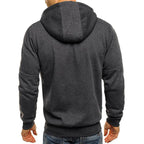 Solid color men's hooded jacket Casual long-sleeved hoodie Zipper Gym sports hoodie Spring Fall - Matrix Studios