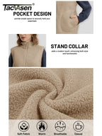 TACVASEN Polar Fleece Vests Women Fall Winter Lightweight Stand Collar Waistcoats Warm Soft 4 Pockets Sleeveless Outwear Jackets - Matrix Studios