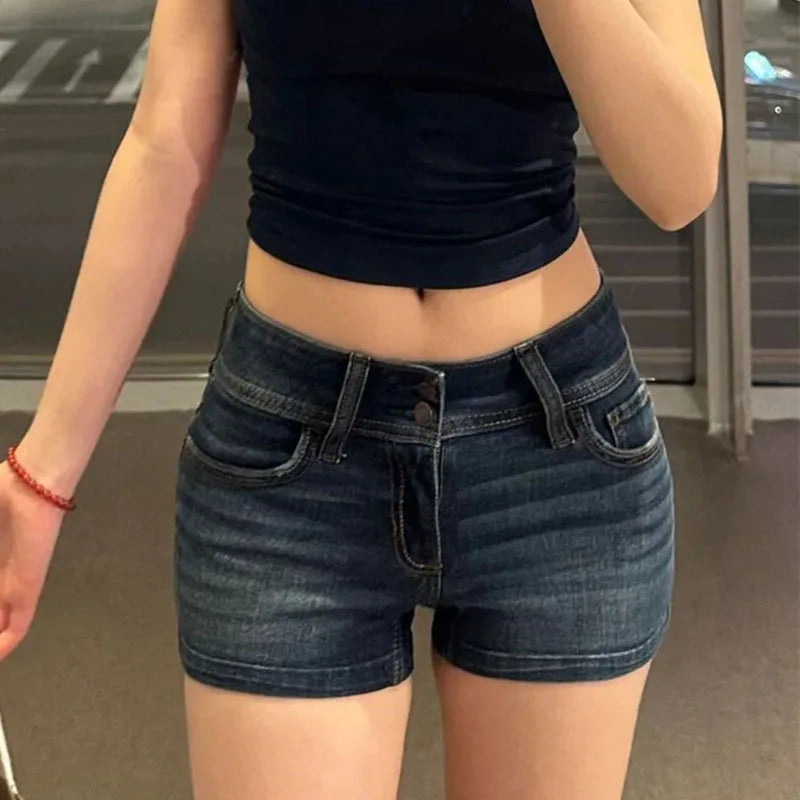 Women's Denim Shorts 2026 Summer Sexy Low-Waisted Skinny Elastic Jean Short Pants Woman Vintage Y2K Streetwear Hot Shorts - Matrix Studios