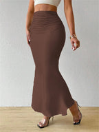 Women Solid Slim Fishtail Skirt Spring Summer New In Elegant Fashion High Waist Fold Skirts Lady Causal Street Short Dress Sexy - Matrix-studios.com